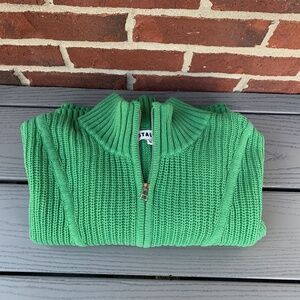 STAUD Hampton Half-Zip Crop Sweater